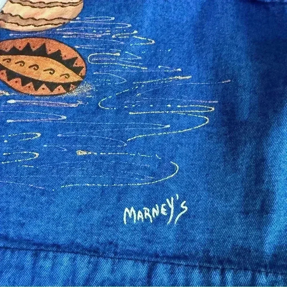 Vintage 80's Sundance Denim Vest Size Medium Acid Wash Painted Southwest Aztec - Picture 8 of 9